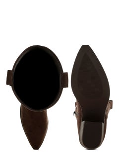 London Rag Studs Embellished Cowboy Boots in Brown  - Image 4