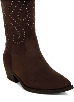 London Rag Studs Embellished Cowboy Boots in Brown  - Image 5