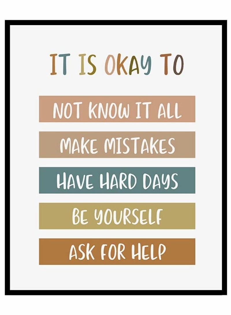 SYOSI Boho Classroom Decor It Is Okay To Be Yourself Classroom Wall Decor Teacher Gift Child Art Playroom Decor Classroom Quotes - UNFRAMED (40*60 cm) - Image 2