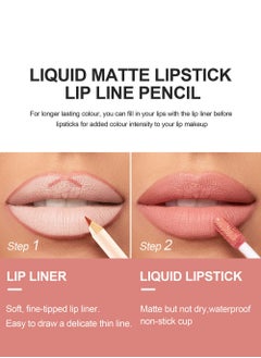 Handaiyan 2 in 1 Lip Liner & Lipstick Super Stay Matte Lip Pencil Set,Cosmetics Non-Stick Cup，Nude，Long Lasting Lip Liners Pencil Set For Women & Girls Waterproof,Extreme Finish Makeup, Neutral  - Image 3
