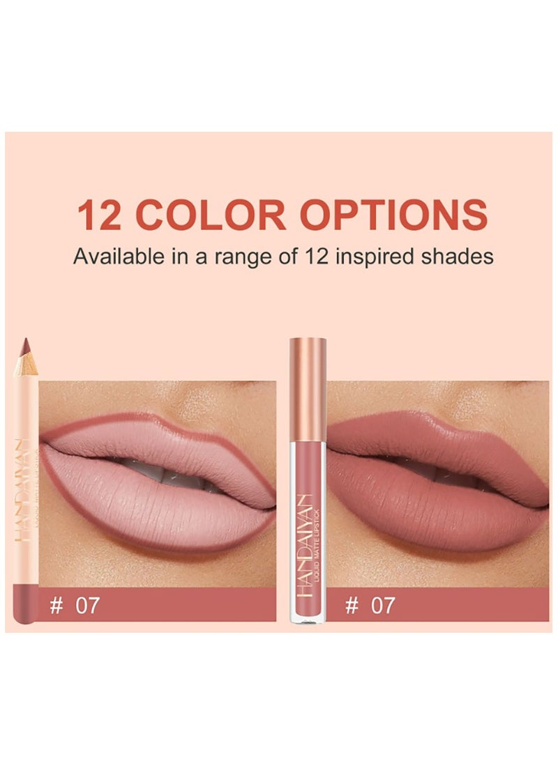 Handaiyan 2 in 1 Lip Liner & Lipstick Super Stay Matte Lip Pencil Set,Cosmetics Non-Stick Cup，Nude，Long Lasting Lip Liners Pencil Set For Women & Girls Waterproof,Extreme Finish Makeup, Neutral  - Image 2