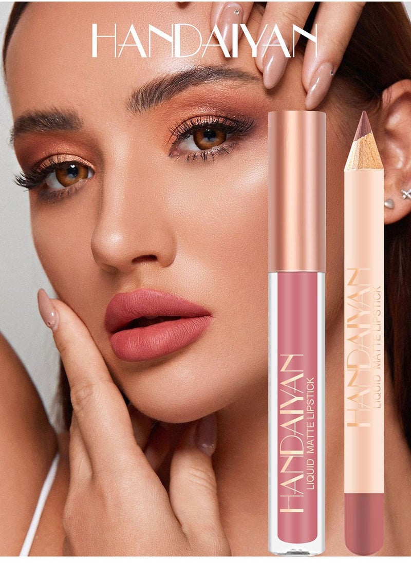 Handaiyan 2 in 1 Lip Liner & Lipstick Super Stay Matte Lip Pencil Set,Cosmetics Non-Stick Cup，Nude，Long Lasting Lip Liners Pencil Set For Women & Girls Waterproof,Extreme Finish Makeup, Neutral  - Image 4