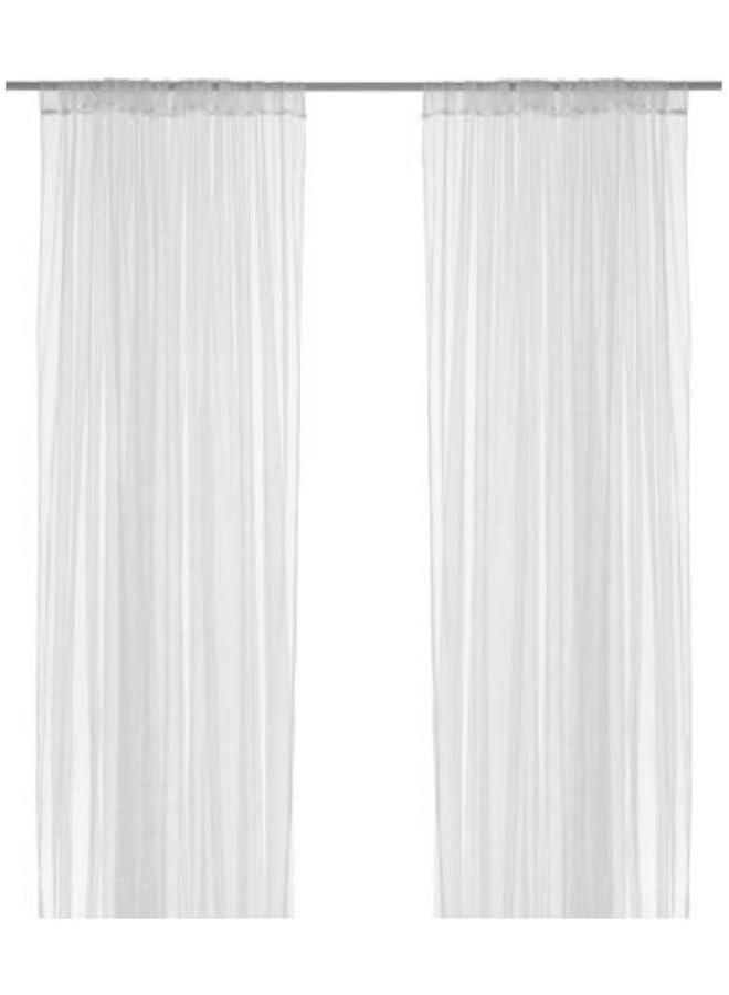 ستائر شبكية دانتيل مقاس 110 بوصة × 98 بوصة زوج واحد باللون الأبيض