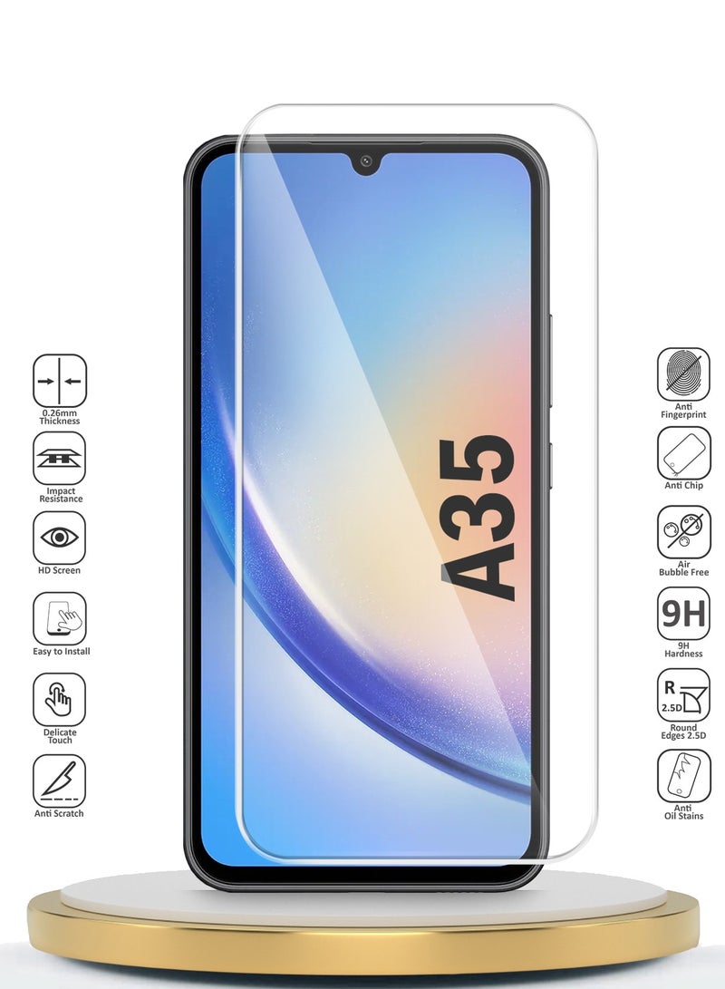 دبليو تيك واقي شاشة من الزجاج المقوى سامسونج جالاكسي A35 5G 2024 Premium Series 9H 2.5D - شفاف - Image 2