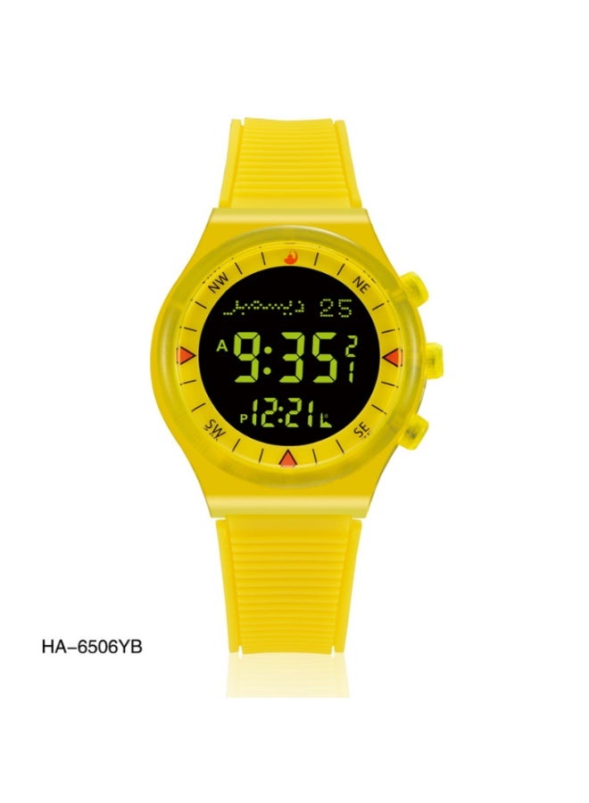 الحرمين ساعة الحرمين HA-6506 الإسلامية للأذان - مواقيت الصلاة في جميع أنحاء العالم، اتجاه القبلة، التقويم الهجري/الميلادي، ساعة رياضية رقمية مقاومة للماء