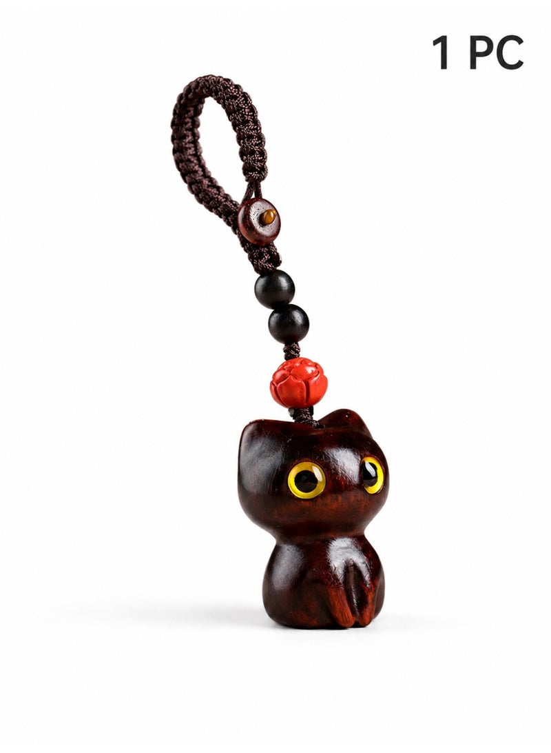 Cute Cat Keychain Charm for Car Keys Bags and Backpacks, Brown - Image 1