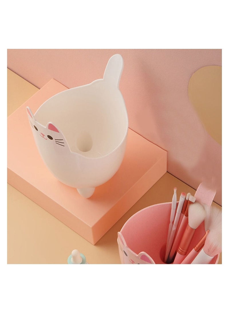 Small Wastebasket Cat Garbage Can Trash Storage Desktop Mini Plastic Bin Without Cover Storage Bucket For Home use- White  - Image 2