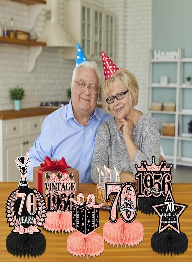 Refavor 70th Birthday Decorations for Women - 9pcs 1954 Rose Gold Birthday Party Decorations Pink Honeycomb Centerpieces Table Toppers Decor Supplies Happy Cheers to 70 Years Birthday Women - Image 5