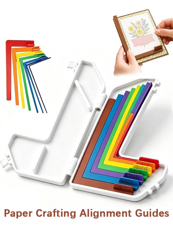 Wffo 7 Pcs Paper Crafting Alignment Guides with Storage Case, Precision Layering & Matting Spacers for Card Making and Scrapbooking, Color-Coded Tools with Size Tabs, 1/16 to 1/2 Inch Increments - Image 1