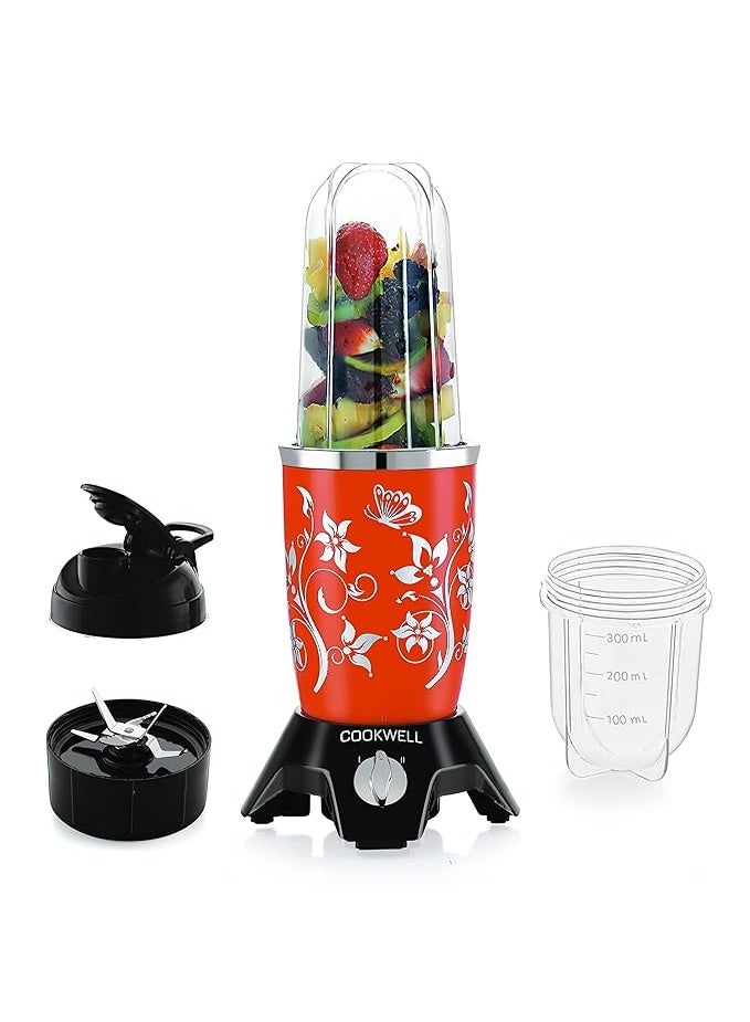 Cookwell Bullet Mixer Grinder (2 Jars, 1 Blade, Red) - Copper, 600 Watts - 2 Year Warranty - Image 1