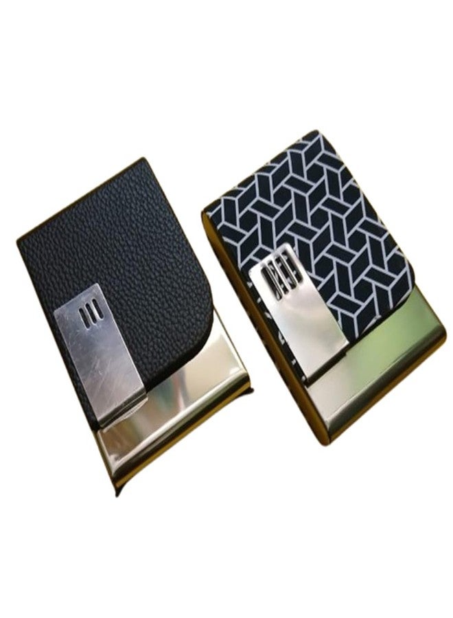 ODIN Premium PU Leather Card Holder Wallet, RFID Blocking, Magnetic Closure, 9.6 x 6.3 cm, Black, Set of 2 Speacial Desgin Combo Pack - Image 1