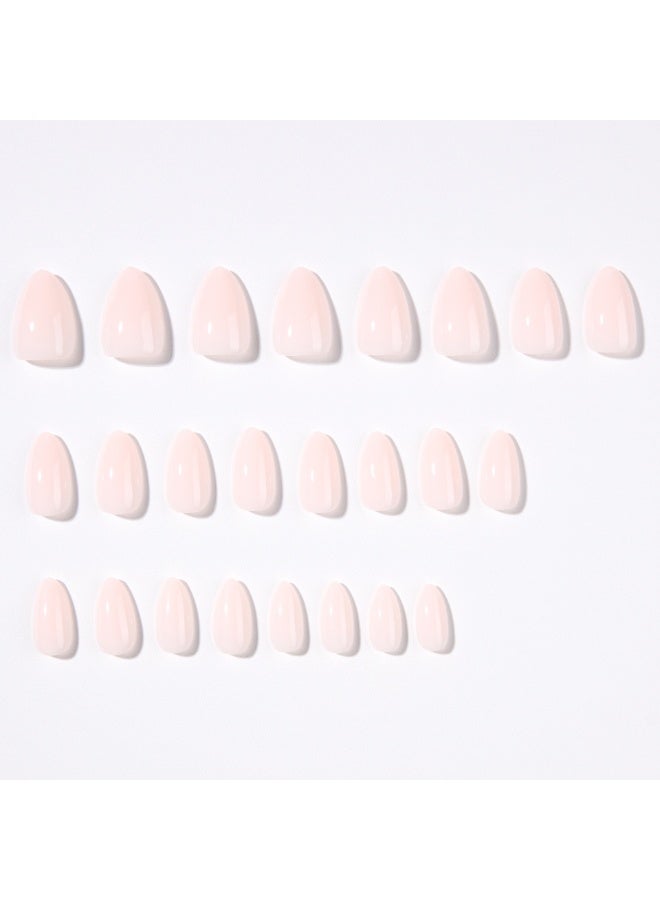 JOSQUEWNN 24PCS Press On False Nails, Simple Nude Solid Color Almond Wearable Artificial Nails,Fake Acrylic Nails With Glue Kit. - Image 4