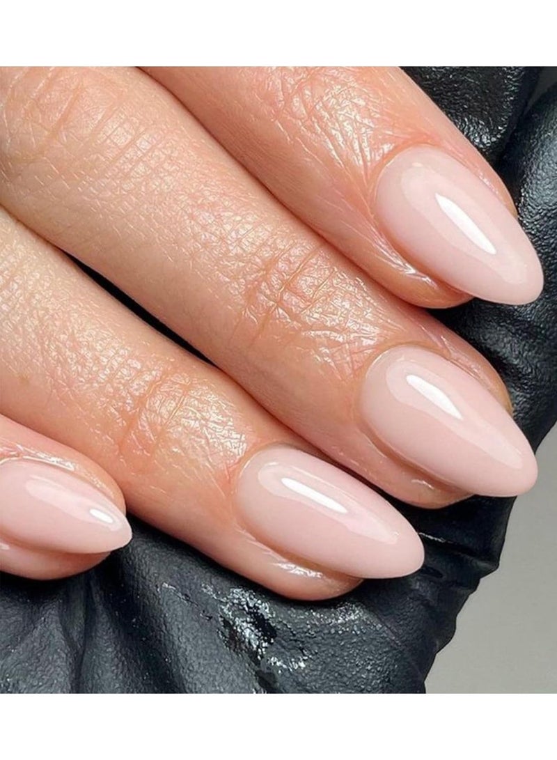 JOSQUEWNN 24PCS Press On False Nails, Simple Nude Solid Color Almond Wearable Artificial Nails,Fake Acrylic Nails With Glue Kit. - Image 1