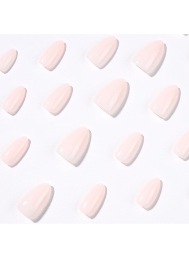JOSQUEWNN 24PCS Press On False Nails, Simple Nude Solid Color Almond Wearable Artificial Nails,Fake Acrylic Nails With Glue Kit. - Image 3