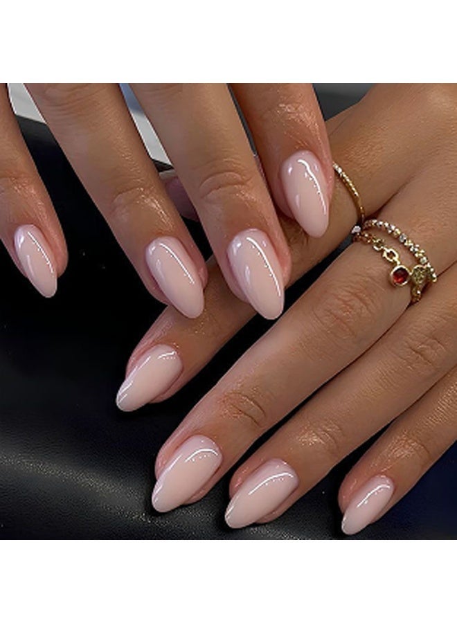 JOSQUEWNN 24PCS Press On False Nails, Simple Nude Solid Color Almond Wearable Artificial Nails,Fake Acrylic Nails With Glue Kit. - Image 2