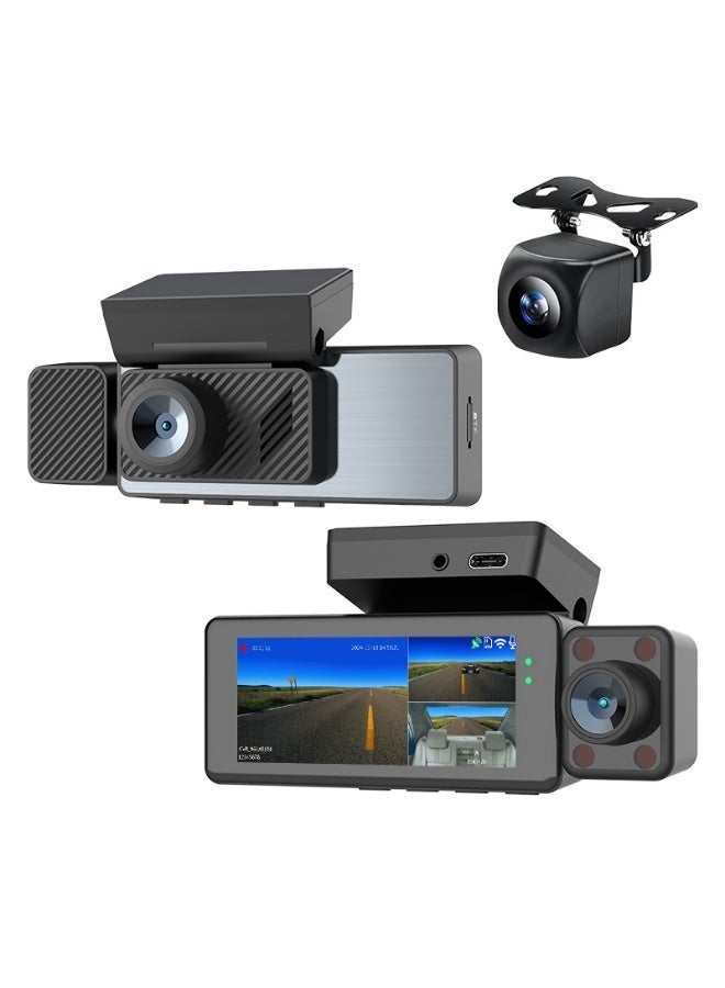 AiQi 3 Channel 4K Dash Cam | Front 4K + Interior & Rear 1080P | Infrared Night Vision | WiFi App Control | 24H Parking Monitor | Family Car Safety Camera - Image 2