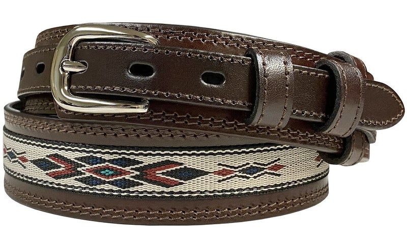 Belts.com 10568 Genuine Full Grain Leather Southwestern Woven Diamond Pattern Cloth Ranger Belt (Brown, 36) - Image 1