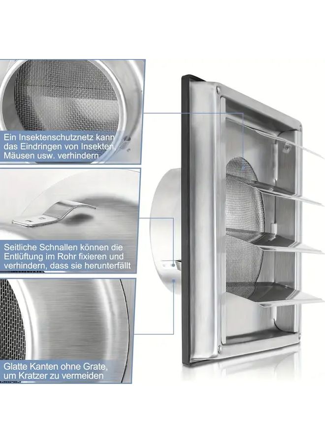150 Mm 304 Stainless Steel Exhaust Vent Cover With Insect Screen Indoor Outdoor - Image 3