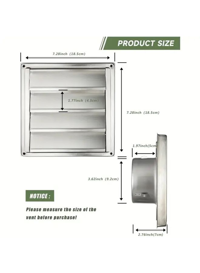 150 Mm 304 Stainless Steel Exhaust Vent Cover With Insect Screen Indoor Outdoor - Image 2