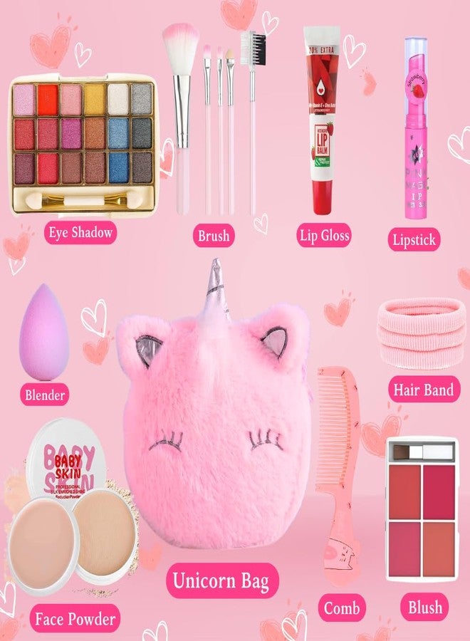 Linivya Kids Real Makeup Kit for Girls & Teens with Unicorn White Bag - Non-Toxic, Safe, Washable - Birthday Gift for 6 7 8 9 10 12 13 14 15 16 Years Old (Pack of 18) - Image 3