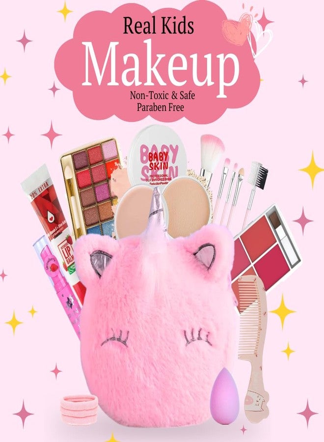 Linivya Kids Real Makeup Kit for Girls & Teens with Unicorn White Bag - Non-Toxic, Safe, Washable - Birthday Gift for 6 7 8 9 10 12 13 14 15 16 Years Old (Pack of 18) - Image 2