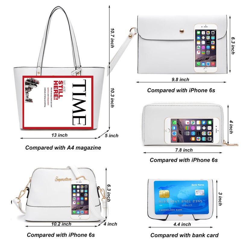 Soperwillton Handbag for Women Wallet Tote Bag Shoulder Bags Top Handle Satchel 5pcs Purse Set - Image 4