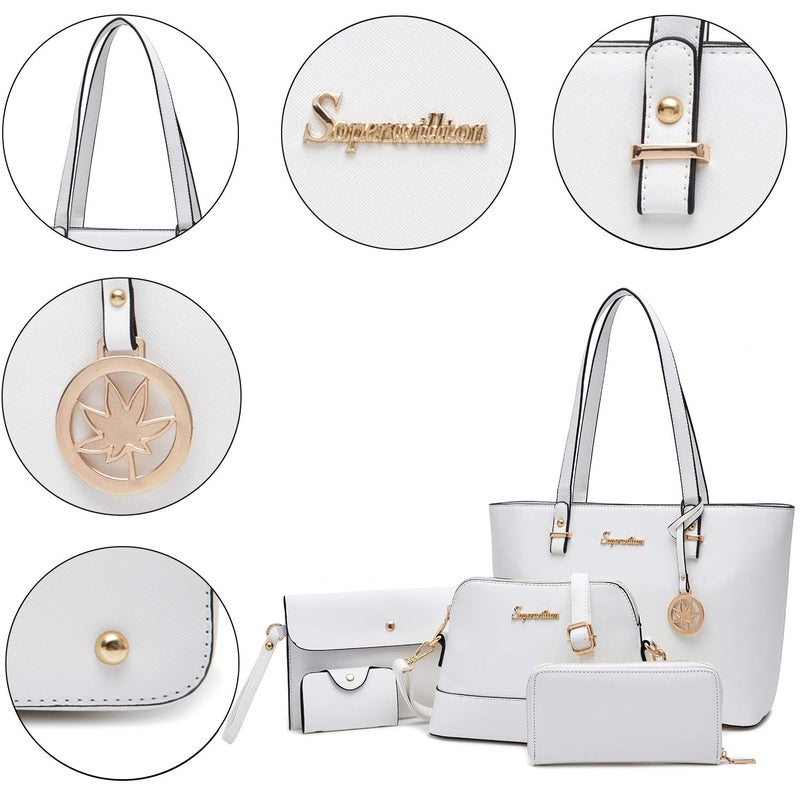 Soperwillton Handbag for Women Wallet Tote Bag Shoulder Bags Top Handle Satchel 5pcs Purse Set - Image 3