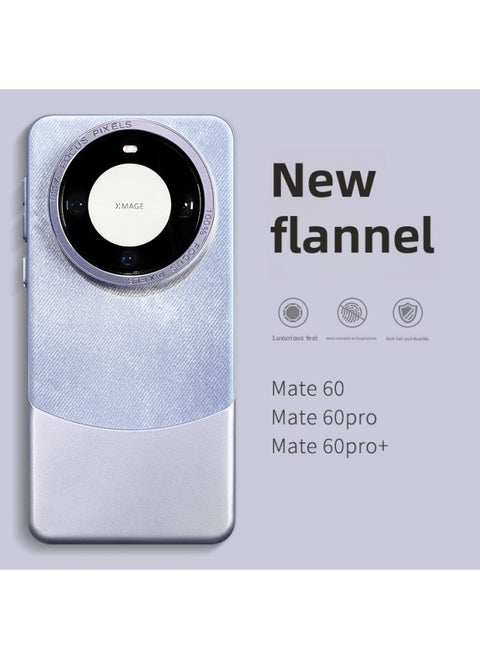 Temperament Goddess Suitable For Huawei Mate60pro Phone Case Mete60pro Mata50 Simple Couple Maye40 High-end M60por Meite Full Coverage Mt Drop-resistant Case-Color:[taro Purple] Color Block Flannel★Metal Frame-Applicable Models:For Huawei Mate 60