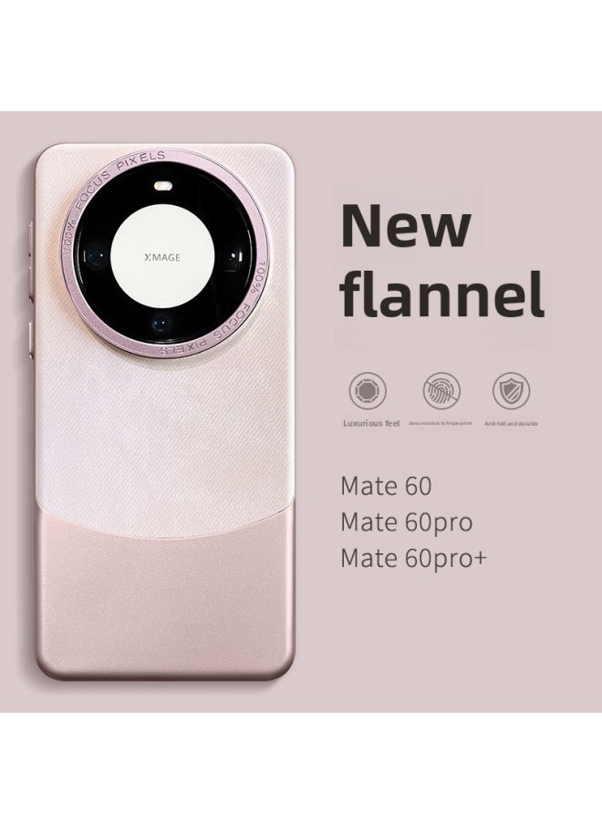 Temperament Goddess Suitable For Huawei Mate60pro Phone Case Mete60pro Mata50 Simple Couple Maye40 High-end M60por Meite Full Coverage Mt Drop-resistant Case-Color:[taro Purple] Color Block Flannel★Metal Frame-Applicable Models:For Huawei Mate 60