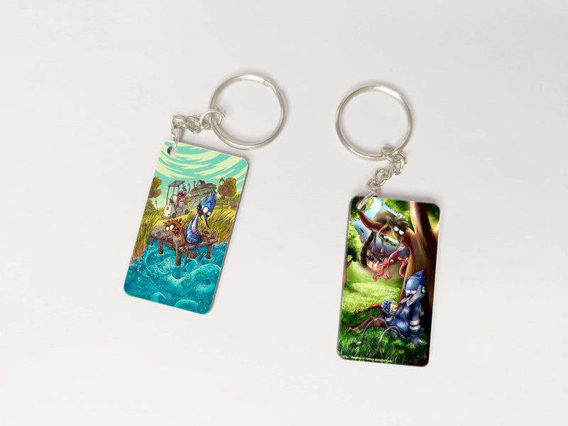 OUTFITQUE OUTFITQUE Premium (Pack of 2) Anime-129 Printed Long Keychain For Bike, Scooty, Car, MDF Keyholder - Image 1