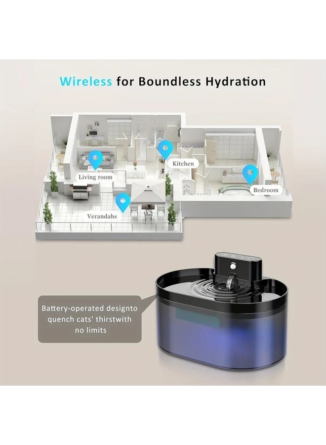 Blue Automatic Cat Water Fountain 2 2L With Filter Wireless Pet Dispenser - Image 5