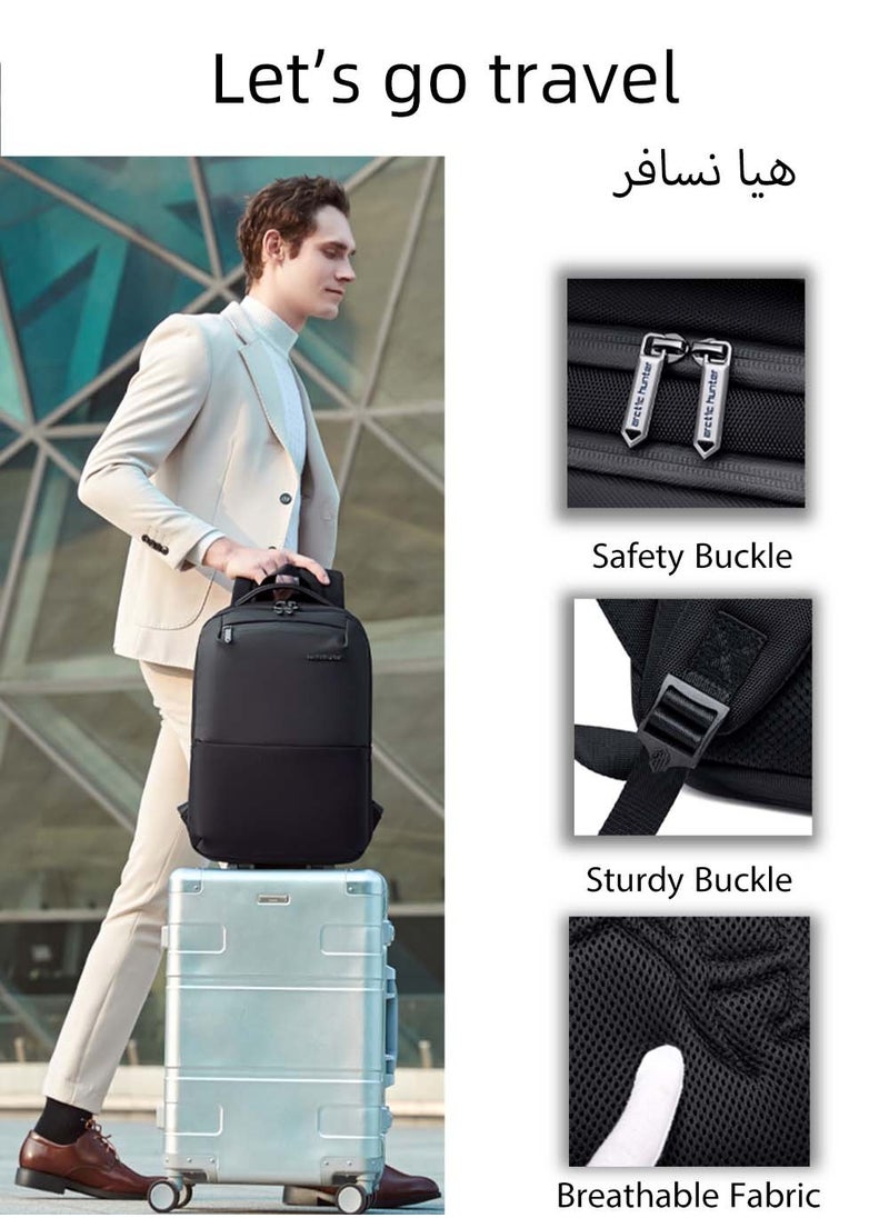 ARCTIC HUNTER - Business Travel Backpack, Casual School Book Bag with Laptop and Tablet Compartment for Men, Black - Image 1