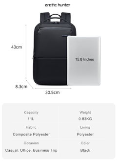 ARCTIC HUNTER Business Travel Backpack, Casual School Book Bag with Laptop and Tablet Compartment for Men, Black  - Image 3