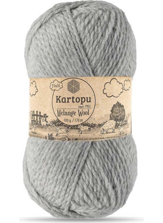 Kartopu Melango Wool K1000 5 Pieces Woolen Hand Knitting Yarn Gray 