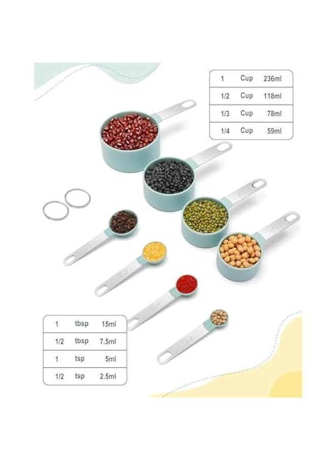 HOOKOR Measuring Cups and Spoons Set of 8 Pieces, nesting measuring cups for Measuring Dry or Liquid Ingredients, Stainless Steel Handle, Kitchen Gadgets for Cooking & Baking  - Image 2