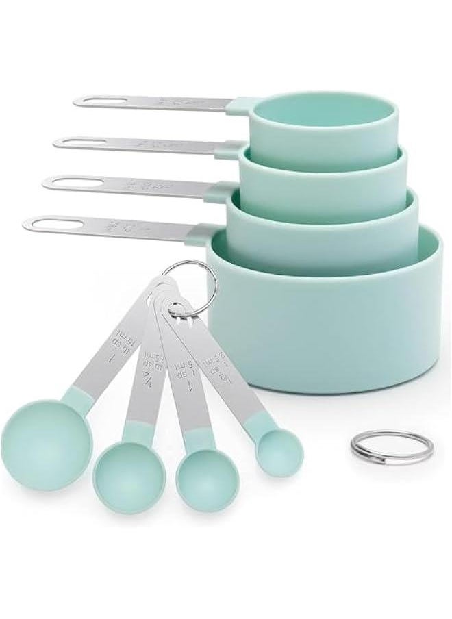 HOOKOR Measuring Cups and Spoons Set of 8 Pieces, nesting measuring cups for Measuring Dry or Liquid Ingredients, Stainless Steel Handle, Kitchen Gadgets for Cooking & Baking  - Image 1