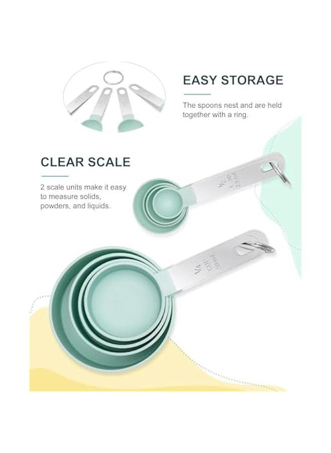 HOOKOR Measuring Cups and Spoons Set of 8 Pieces, nesting measuring cups for Measuring Dry or Liquid Ingredients, Stainless Steel Handle, Kitchen Gadgets for Cooking & Baking  - Image 5