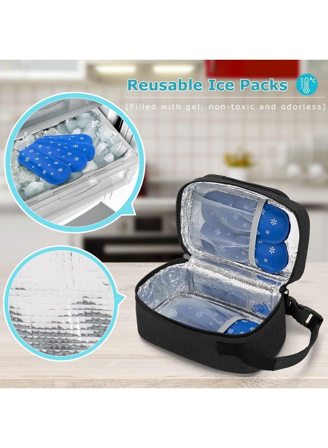 BAFASO BAFASO Insulated Breastmilk Cooler Bag with 4 Gel Ice Packs, Breastmilk Cooler Fits 6 Bags of Breastmilk, Black  - Image 3