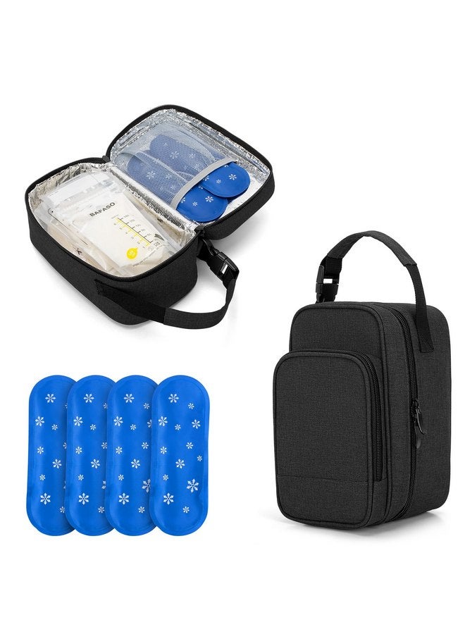BAFASO BAFASO Insulated Breastmilk Cooler Bag with 4 Gel Ice Packs, Breastmilk Cooler Fits 6 Bags of Breastmilk, Black  - Image 1
