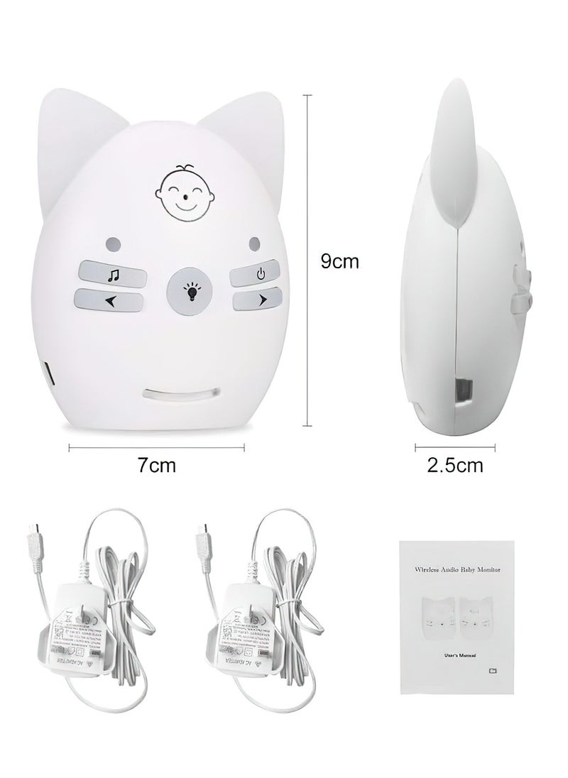 Wireless Audio Baby Monitor, Baby Walkie Talkie, Baby Desk Lamp Caretaker with 2 Way Talk, VOX Mode, Long Range up to 300m, Crystal-Clear Sound, Lullabies, Night Light, Music Play, Plug & Play