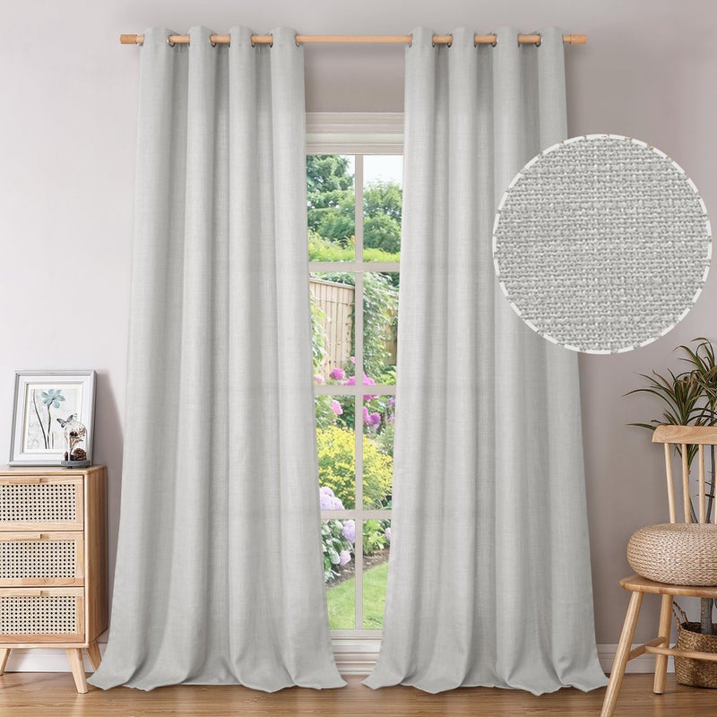 BGment 120 Inch Curtains Extra Long Curtains for Living Room  High Ceiling Floor Long Linen Look-Like Curtains Thick Burlap Textured Light Filtering Privacy Window Drapes  52 x 120 Inch  Light Grey - Image 1