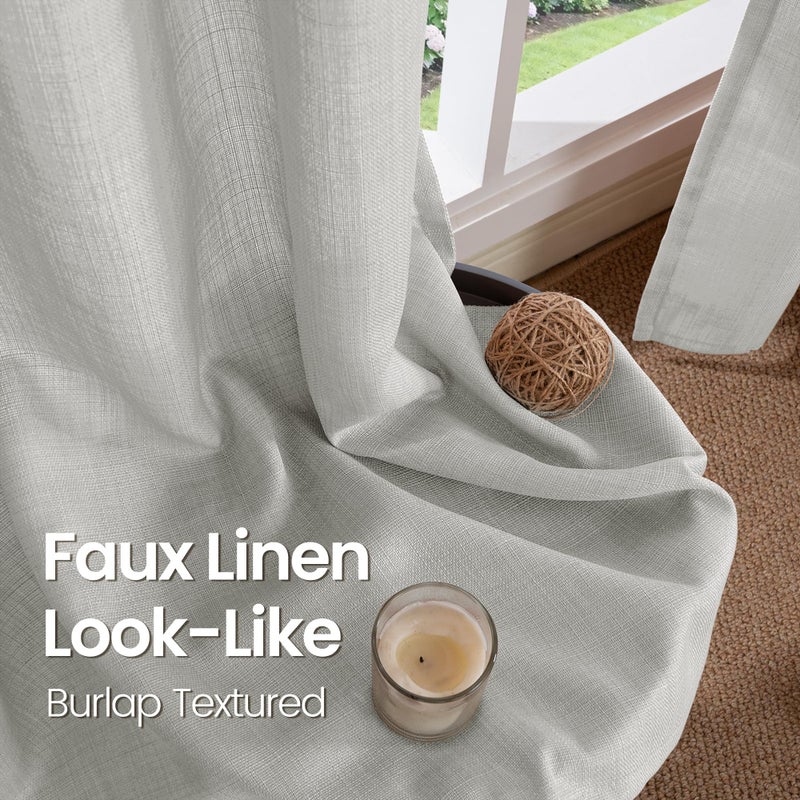 BGment 120 Inch Curtains Extra Long Curtains for Living Room  High Ceiling Floor Long Linen Look-Like Curtains Thick Burlap Textured Light Filtering Privacy Window Drapes  52 x 120 Inch  Light Grey - Image 4