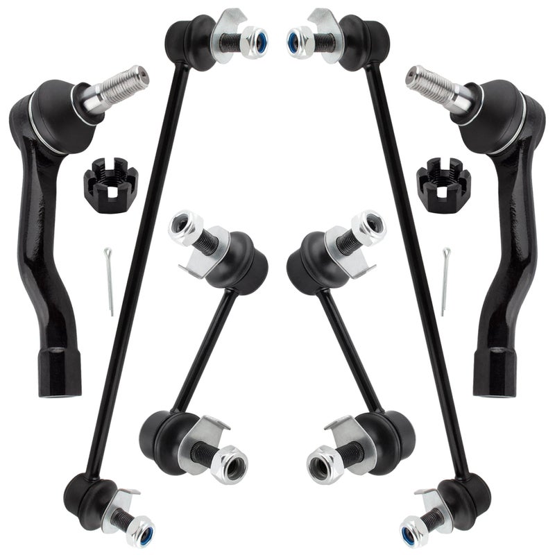 YMAUGP 6pcs Suspension Kit Front Rear Stabilizer Sway Bar End Link Outer Tie Rod End For Infiniti FX35 FX45 2003 2004 2005 2006 2007 2008 K750273 K750248 K750249 ES800428 ES800429