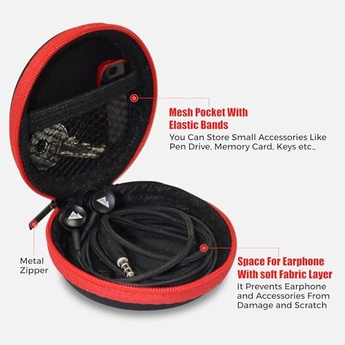 WeCool Multi-Purpose Earphone Carry Pouch with Anti Fall Mesh Inside for Carrying Pen Drives, SD Cards,-Multicolour-8CM - Image 5