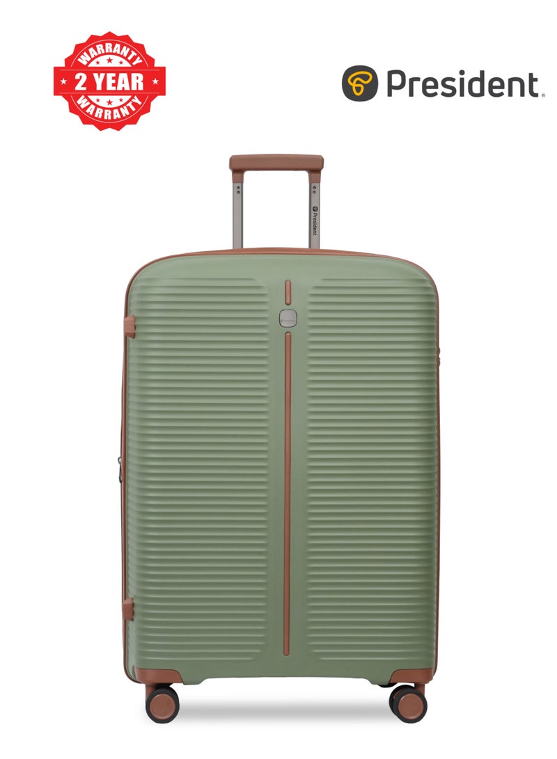 President PP single piece luggage High-quality Travel bag ( L ) spinner wheels, Model -97980 ( OLIVE ) - Image 1