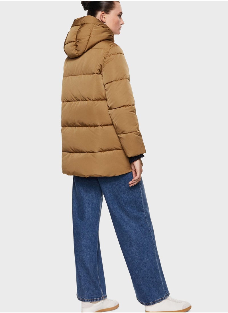 MANGO - Longline Quilted Coat - Image 1
