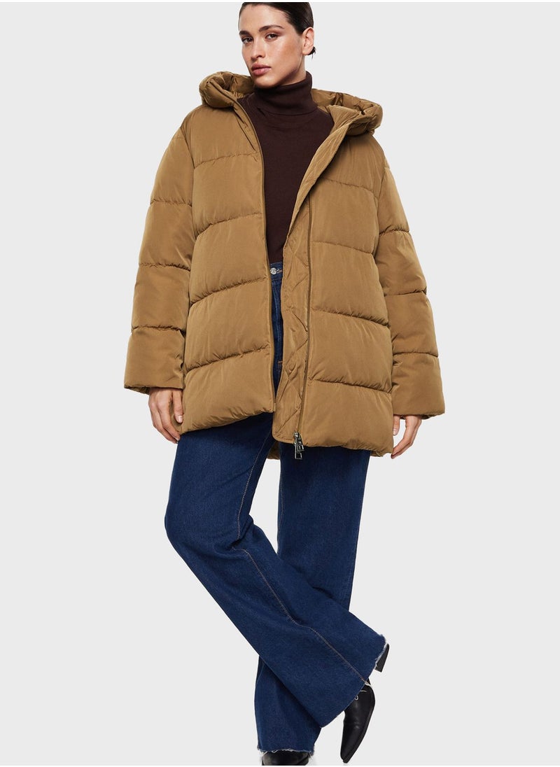 MANGO - Longline Quilted Coat - Image 1