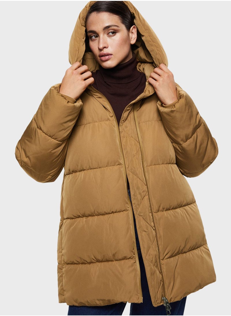 MANGO - Longline Quilted Coat - Image 1
