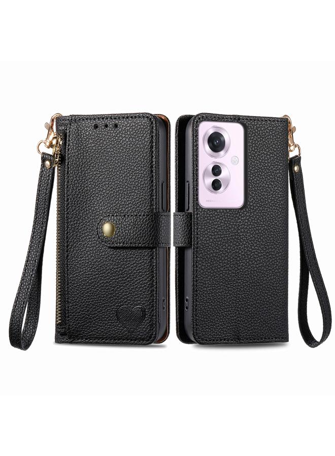 S-TOP Case For OPPO Reno11 F 5G Love Zipper Lanyard Leather Phone Case - Image 2