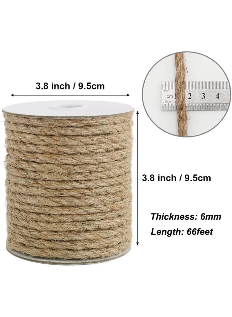 6mm Jute Rope, 66 Feet Natural Heavy Duty Brown Twine for Crafts, Cat Scratching Post, Gardening, Bundling and Hanging - Image 5